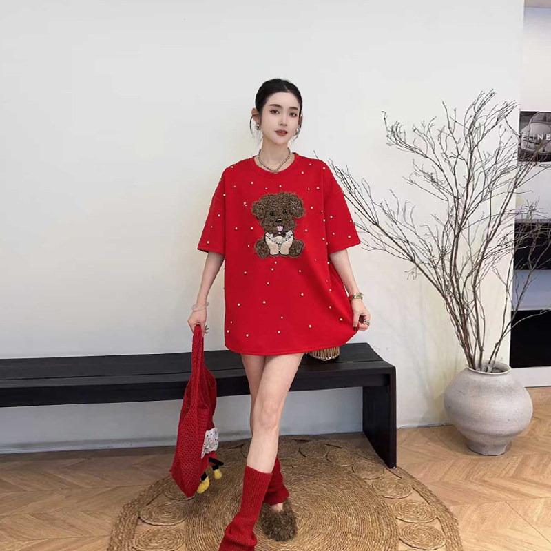 加肥女卡通图案钉珠亮钻上衣宽松遮肚子胖妹妹韩版减龄休闲T恤衫,女装/女士精品,大码内搭,淘宝优惠券,粉丝福利购,淘宝优惠卷