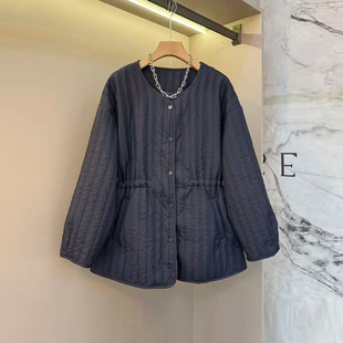 女装 胖MM加肥圆领收腰长袖 大码 款 百搭洋气外套 棉服宽松遮肚子冬季