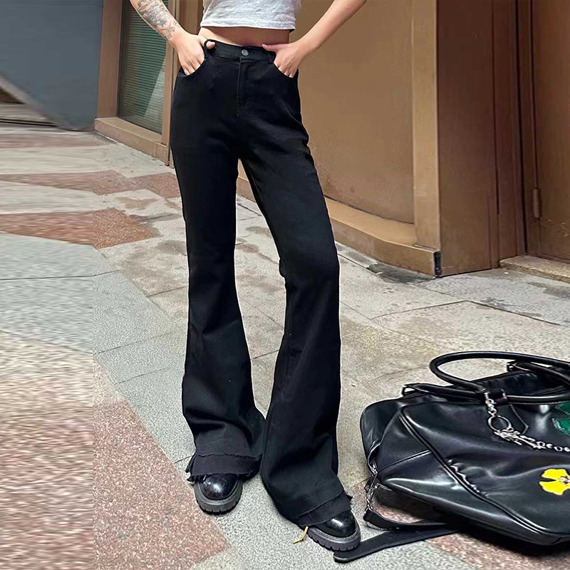 大码女装微喇牛仔长裤