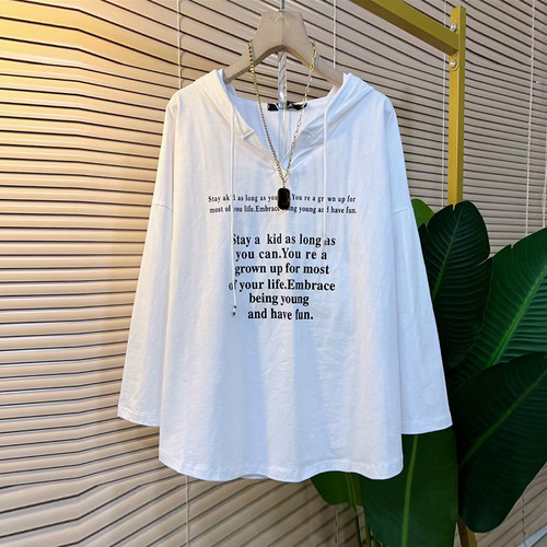 连帽字母长袖休闲上衣小衫