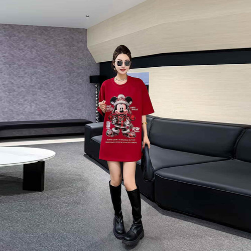 卡通图案圆领短袖上衣