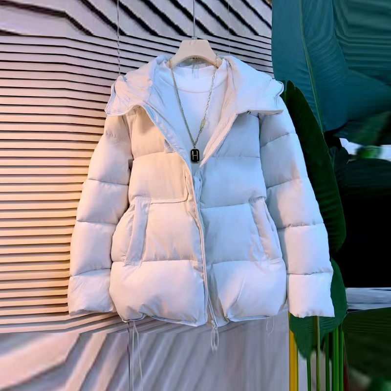 大码女装连帽底抽绳棉服