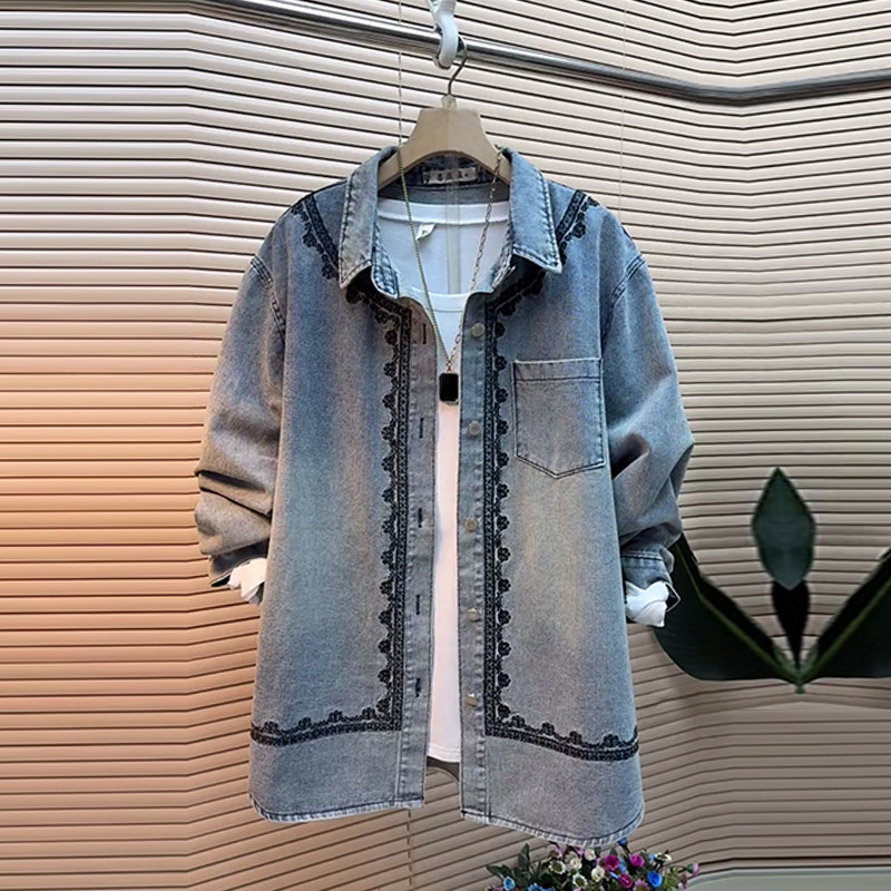 加大码女装翻领拼色条长袖牛仔上衣胖妹妹欧洲站时尚百搭开衫外套,女装/女士精品,大码内搭,淘宝优惠券,粉丝福利购,淘宝优惠卷