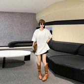 宽松遮肚子胖妹妹减龄2026新款 加肥女圆领短袖 满身亮钻T恤衫 上衣