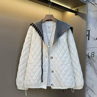 简约百搭开衫 胖妹妹拼色针织披肩长袖 秋冬款 女装 轻薄棉服 外套大码