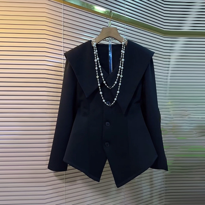 披肩领长袖纽扣上衣小衫