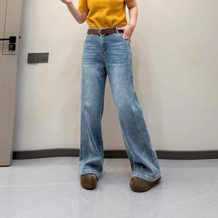 加绒牛仔长裤 休闲裤 欧洲站大码 宽松百搭秋冬款 子 女装 胖MM加肥净版