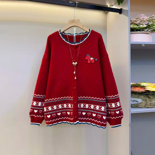 针织衫 圆领拼色边长袖 胖妹妹韩版 秋冬款 洋气上衣 加大码 新年款 女装