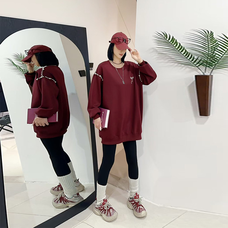 大码女装圆领钉珠肩长袖卫衣胖妹妹宽松遮肚子秋季款休闲显瘦上衣,女装/女士精品,大码内搭,淘宝优惠券,粉丝福利购,淘宝优惠卷