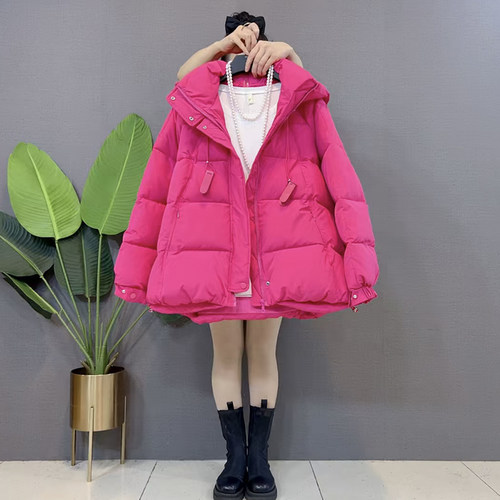 连帽拉链兜短款面包服外套