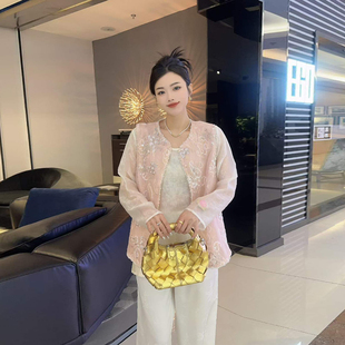 暗花打底衫 大码 小众设计高级感洋气长袖 马甲法式 女装 亮钻花新中式