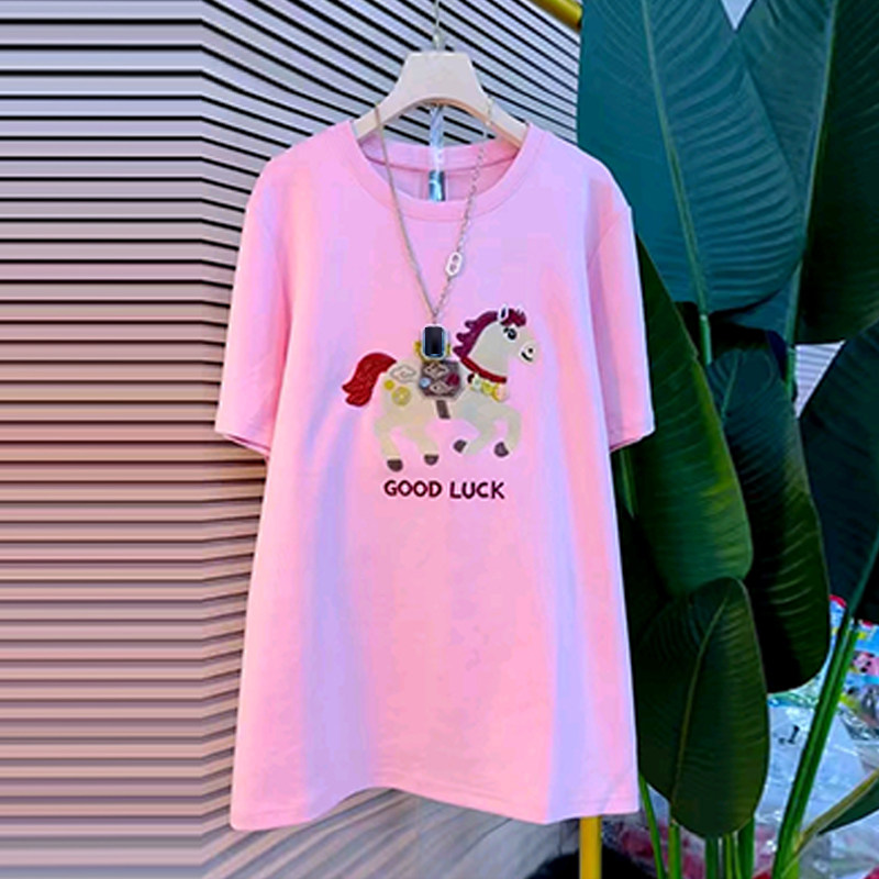 加肥卡通图案圆领短袖T恤衫韩版2026早秋新款休闲减龄胖妹妹上衣,女装/女士精品,大码内搭,淘宝优惠券,粉丝福利购,淘宝优惠卷