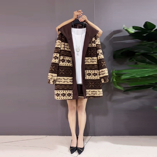 开衫 秋冬款 外套韩版 女装 百搭休闲上衣 大码 胖MM加肥连帽拼色条长袖