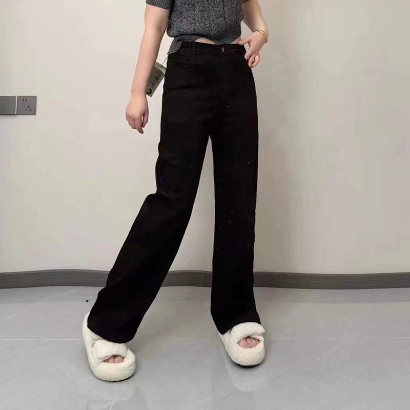 后腰松紧窄版阔腿长裤