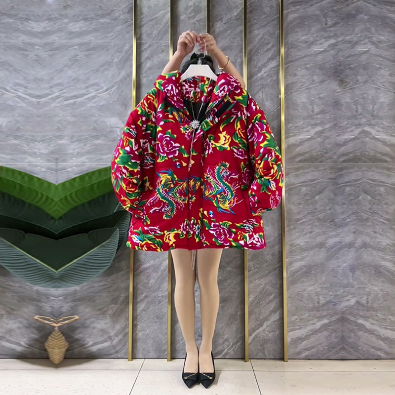 胖妹妹连帽长袖东北大花棉服大码女装洋气2025冬季款保暖洋气外套,女装/女士精品,大码棉服,淘宝优惠券,粉丝福利购,淘宝优惠卷