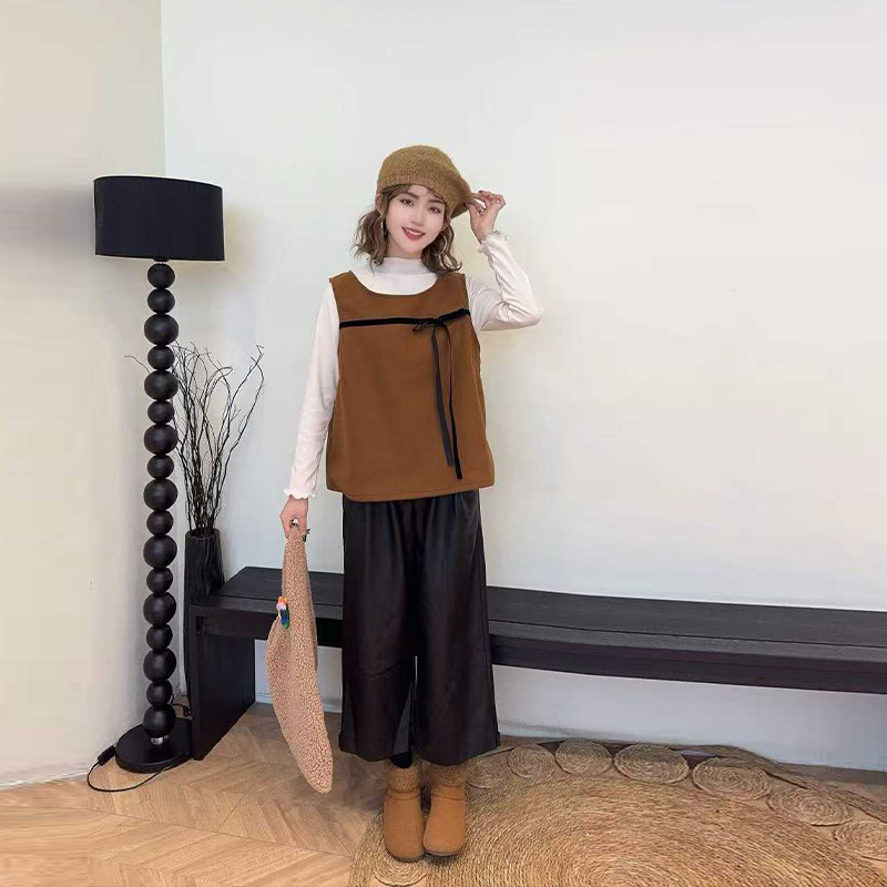 高领长袖打底衫（两件套圆领马甲