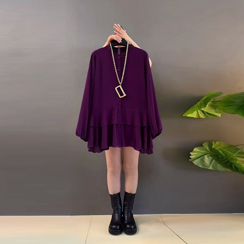 加肥女立领长袖前纽扣上衣宽松遮肚子胖妹妹纯色简约气质百搭小衫,女装/女士精品,大码内搭,淘宝优惠券,粉丝福利购,淘宝优惠卷