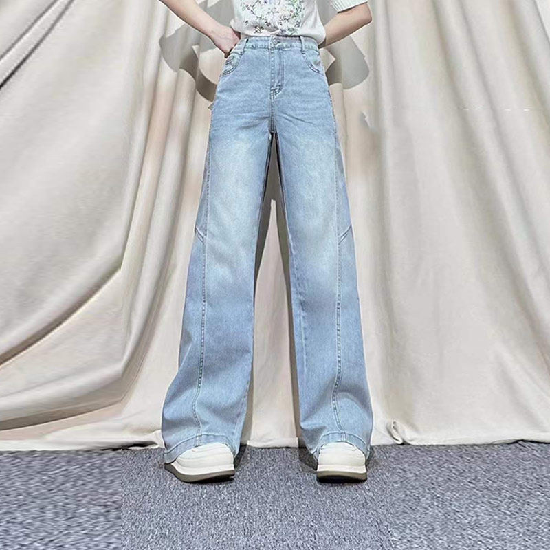 加大码女装斜压线阔腿牛仔裤胖妹妹韩版减龄宽松遮胯百搭休闲长裤,女装/女士精品,大码裤装,淘宝优惠券,粉丝福利购,淘宝优惠卷
