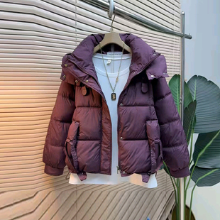 百搭宽松遮肚子韩版 胖MM加肥连帽立领棉服大码 款 冬季 保暖外套 女装