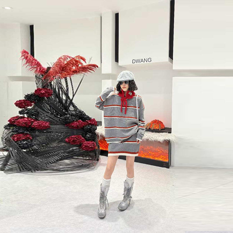 加大码女装圆领长袖拼接条上衣短裙胖妹妹韩版减龄显瘦休闲两件套,女装/女士精品,大码套装,淘宝优惠券,粉丝福利购,淘宝优惠卷