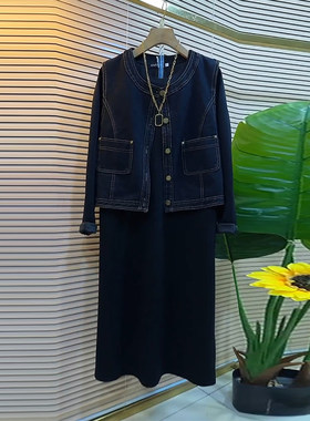 圆领牛仔马甲（两件套）连衣裙