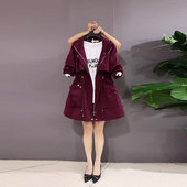 女装 胖妹妹加肥翻领收腰抽绳棉服大衣2025秋冬款 大码 简约显瘦外套