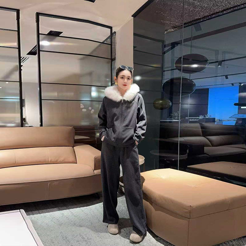 大码女装连帽毛领长袖外套阔腿长裤胖妹妹2026新款百搭休闲两件套,女装/女士精品,大码套装,淘宝优惠券,粉丝福利购,淘宝优惠卷