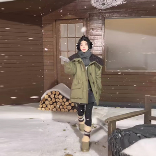 款 胖MM加肥毛毛披肩领中长款 冬季 女装 欧洲站宽松百搭外套 棉服大码