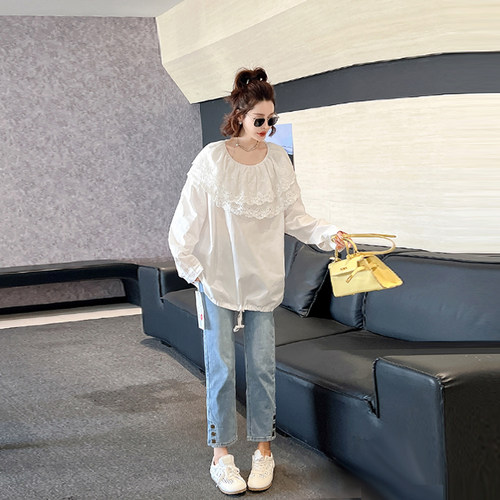 大码女装披肩领长袖小衫