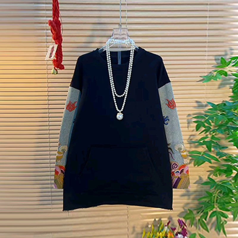 加肥大码女装拼色花朵长袖圆领上衣欧洲站时尚气质胖妹妹减龄卫衣,女装/女士精品,大码内搭,淘宝优惠券,粉丝福利购,淘宝优惠卷