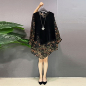 时尚 大码 女装 减龄休闲宽松气质轻熟风显瘦丝绒马甲拼接假两件上衣