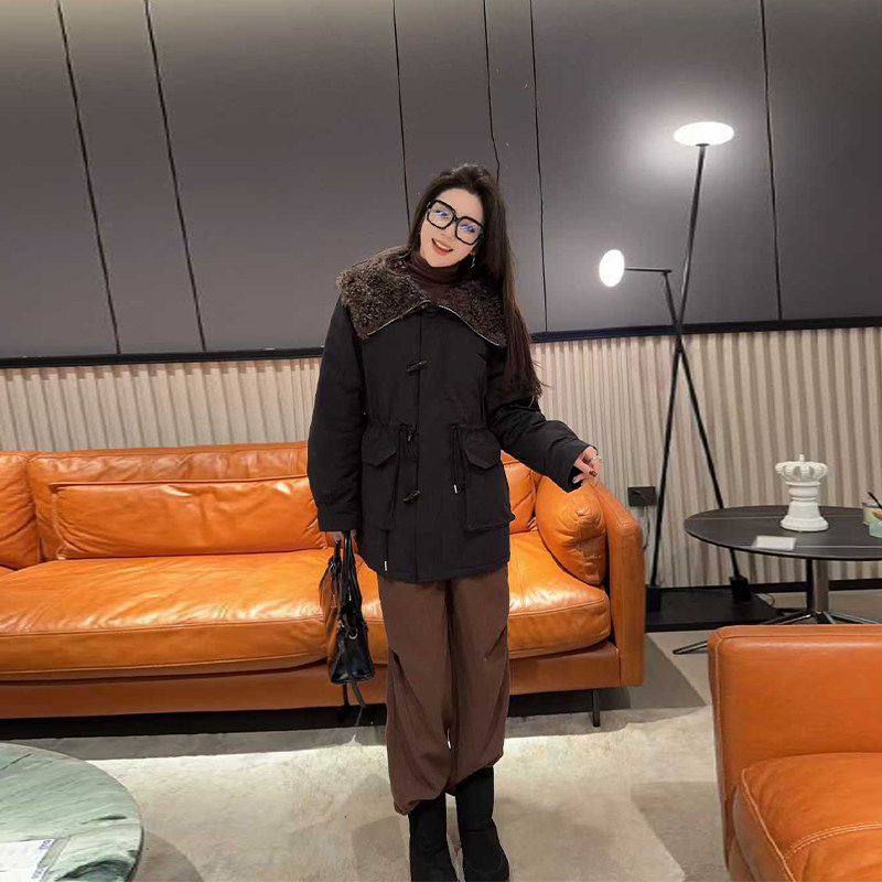 加肥大码女装毛毛大翻领收腰抽绳棉服胖妹妹冬季款牛角扣百搭外套,女装/女士精品,大码棉服,淘宝优惠券,粉丝福利购,淘宝优惠卷