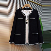 女装 钉珠边开衫 外套胖妹妹2024春秋新款 加肥大码 长袖 百搭显瘦上衣