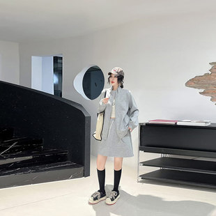 款 胖MM加肥立领拉链长袖 2025秋季 上衣短裙大码 简约休闲两件套 女装