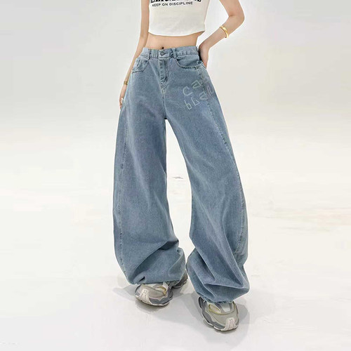 大码女装侧字母弯刀阔腿裤