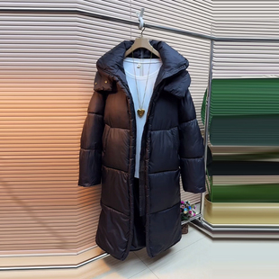 款 大码 棉服胖妹妹黑色显瘦冬季 连帽立领长款 宽松简约大衣外套 女装