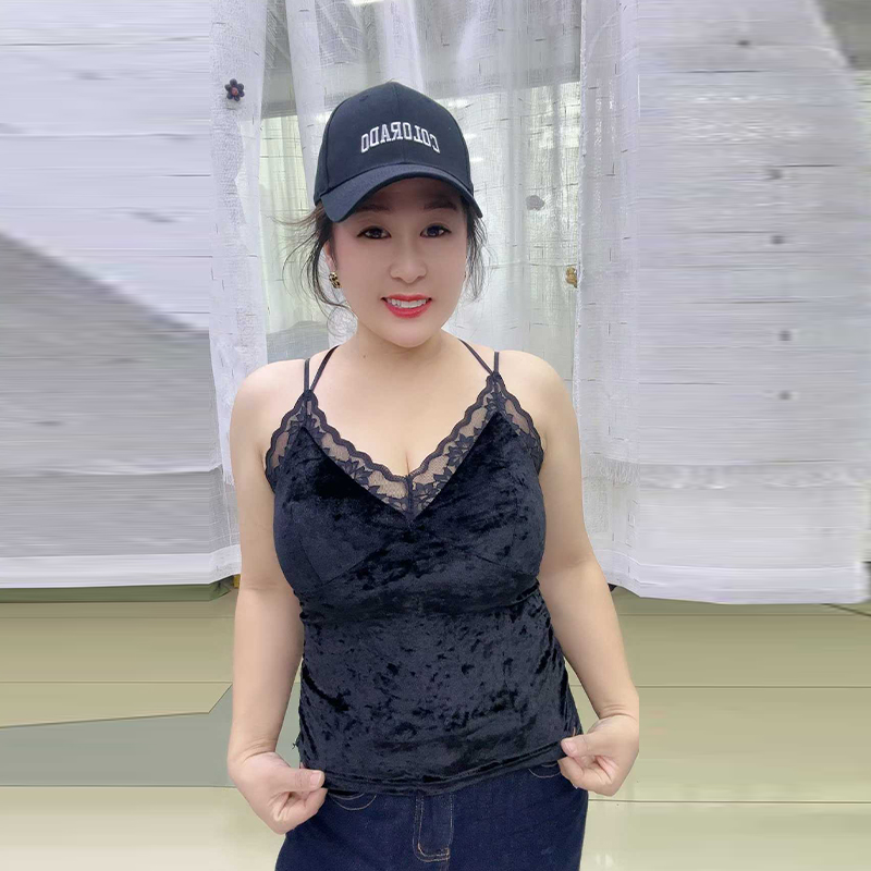 后背交叉带双吊带蕾丝文胸背心