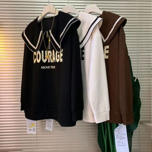 娃娃领拉链字母长袖卫衣