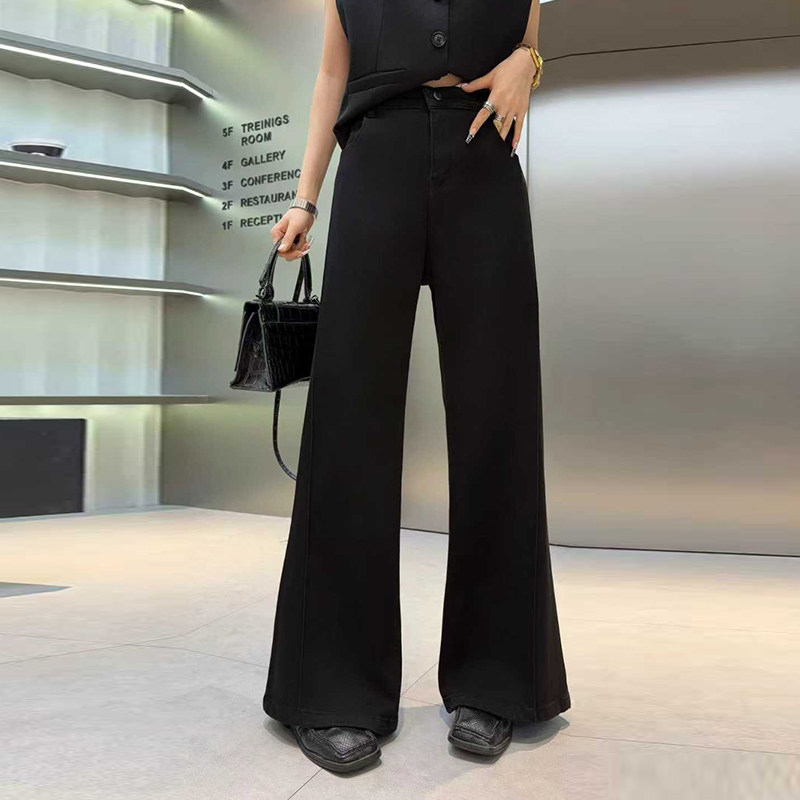 加肥女斜压线阔腿牛仔裤胖妹妹宽松遮胯百搭黑色显瘦韩版休闲长裤,女装/女士精品,大码裤装,淘宝优惠券,粉丝福利购,淘宝优惠卷