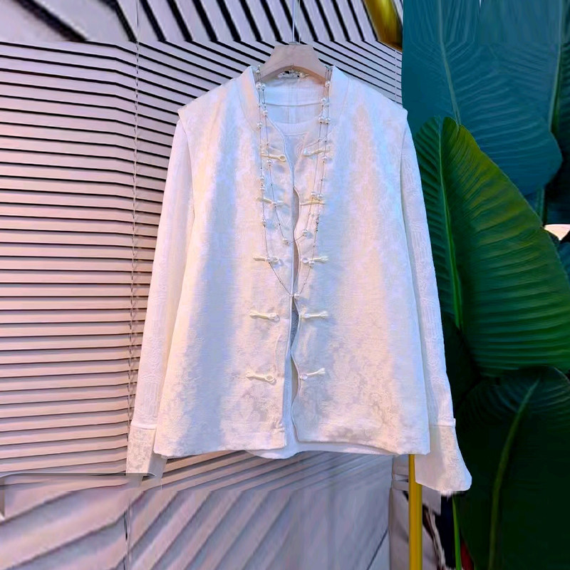 加大码女装盘扣花纹国风马甲拼色袖口小衫新中式气质胖妹妹两件套,女装/女士精品,大码套装,淘宝优惠券,粉丝福利购,淘宝优惠卷