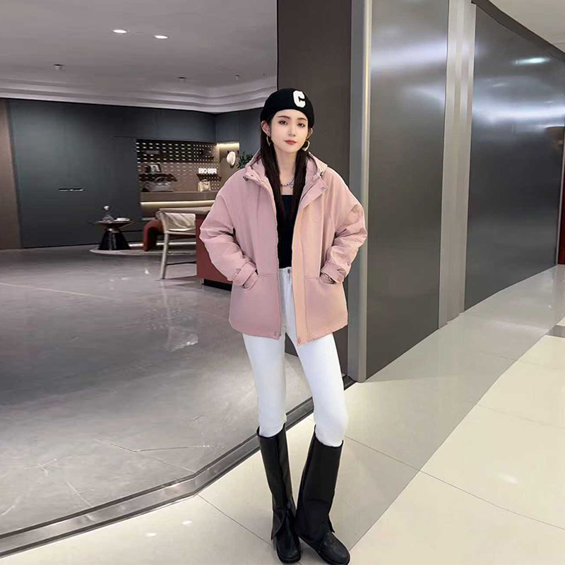 胖妹妹连帽双兜夹棉外套