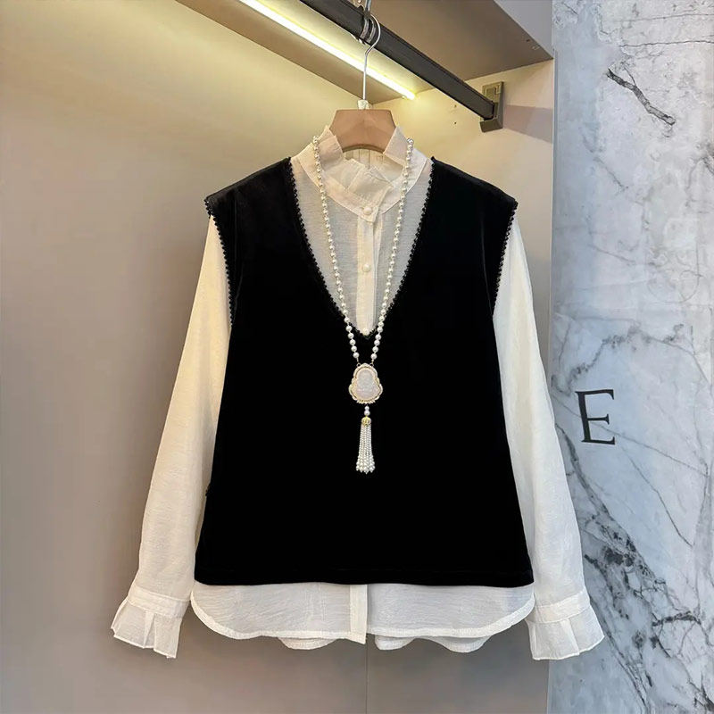 加大码女装V领马甲荷叶领长袖小衫胖妹妹韩版简约百搭休闲两件套,女装/女士精品,大码套装,淘宝优惠券,粉丝福利购,淘宝优惠卷