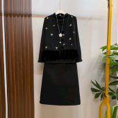 打底衫 大码 马甲高领长袖 花朵开衫 半身裙胖妹妹通勤显瘦三件套 女装