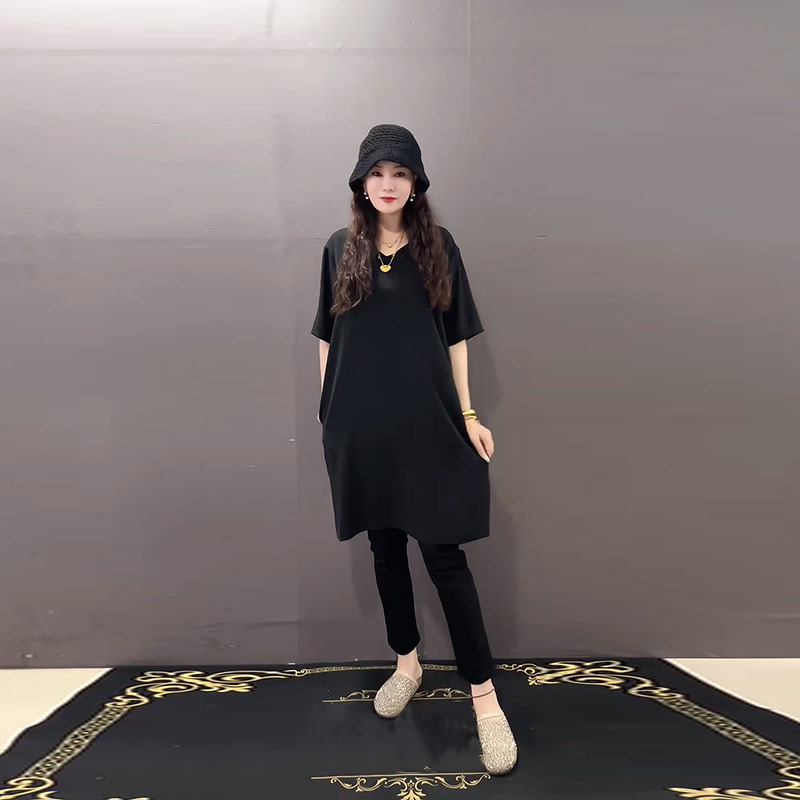 大码女装V领短袖大版上衣