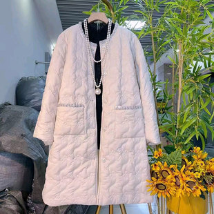 冬季 女装 款 时尚 百搭外套 胖MM中长款 中长款 钉珠亮钻兜棉服加肥大码