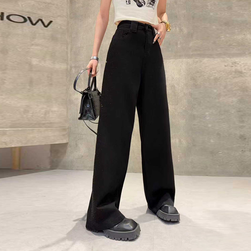 加肥后腰松紧腰亮钻阔腿裤胖MM欧洲站洋气减龄百搭设计感牛仔长裤,女装/女士精品,大码裤装,淘宝优惠券,粉丝福利购,淘宝优惠卷