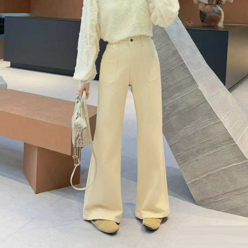 加大码女装微喇牛仔长裤胖妹妹纯色简约宽松遮胯百搭设计感休闲裤,女装/女士精品,大码裤装,淘宝优惠券,粉丝福利购,淘宝优惠卷