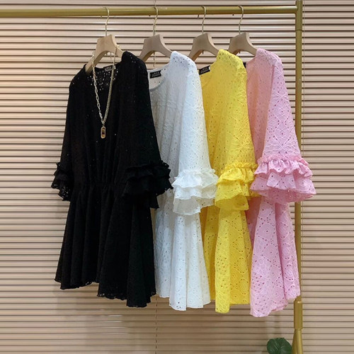 大码圆领收腰半袖上衣