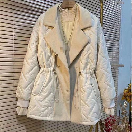 西服领双排扣腰抽绳棉服
