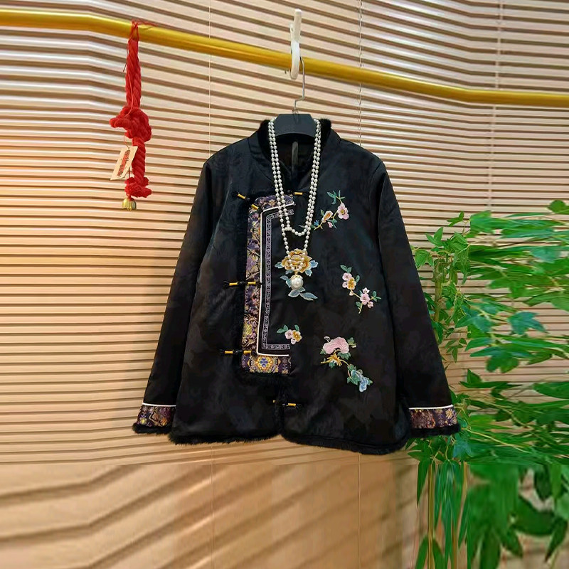 胖妹妹立领毛毛边盘扣国风外套加肥大码女装冬季款显瘦复古风上衣,女装/女士精品,常规大码外套,淘宝优惠券,粉丝福利购,淘宝优惠卷